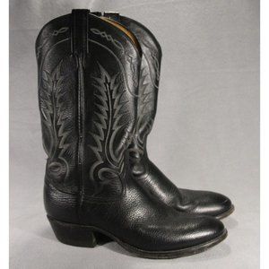 GUC Tony Lama Black Leather Cowboy Boots Mens Size 9.5 B Style 6904 USA ANB
